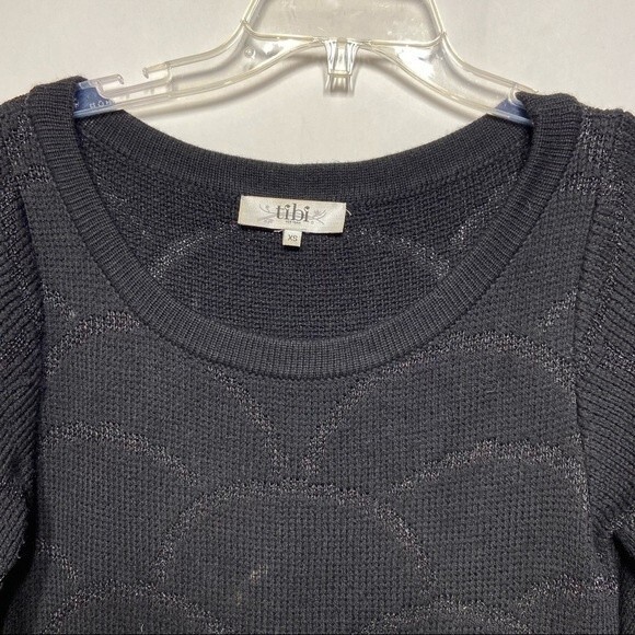 Tibi New York Merino Wool Metallic Shimmer Sweater Dress in Black and Gold XS - Picture 5 of 10